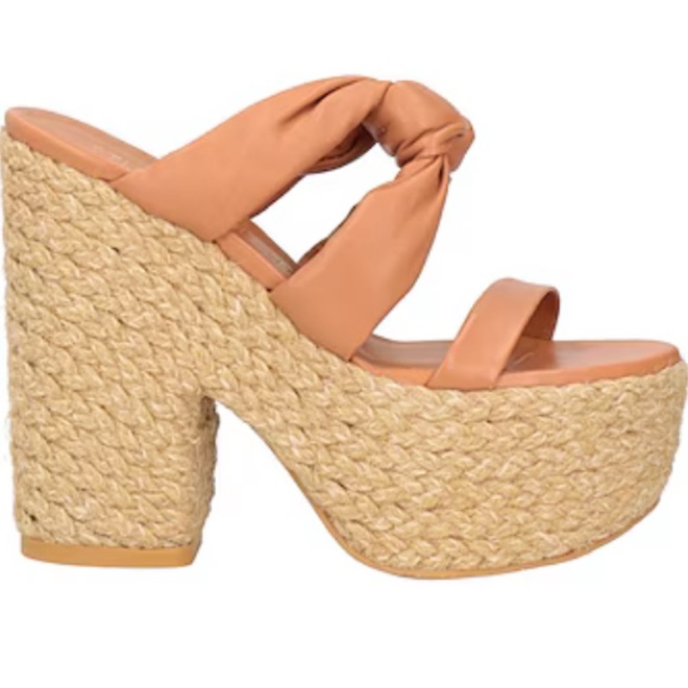 NWOB Stuart Weitzman Playa Sohigh Leather Knot Espadrille Platform Sandals